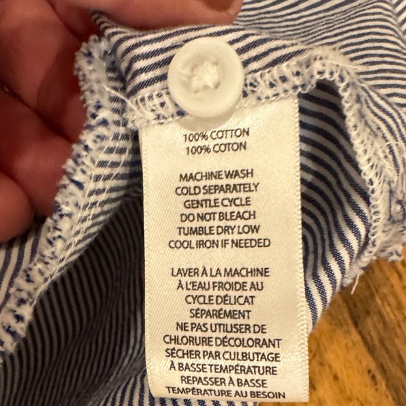 Cotton White Gray Striped Midi Dress with Flared Sleeves Size: XS - Picture 13 of 13